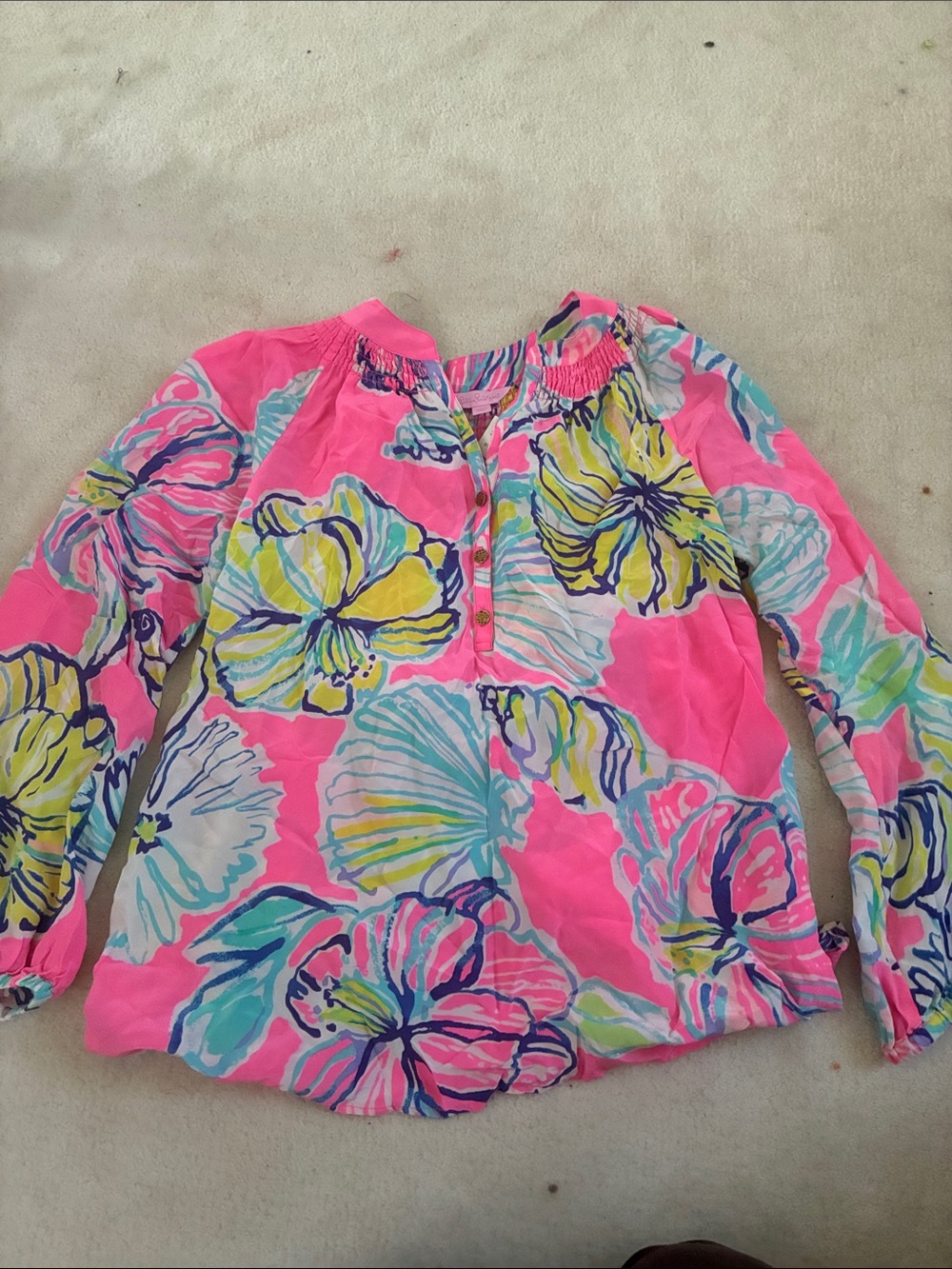 Lilly Pulitzer Bright Pink Multi-Color Print Top
